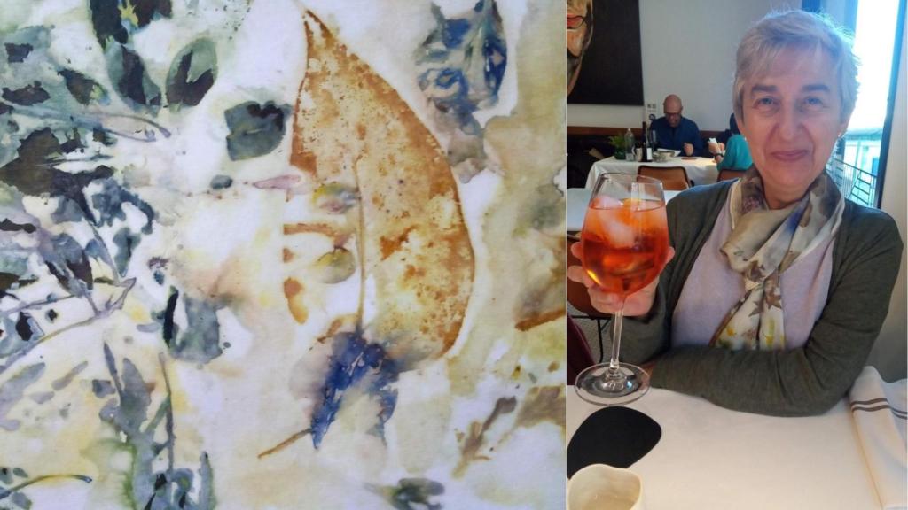 Consuelo Camoeiras Ribao y una de sus creaciones.