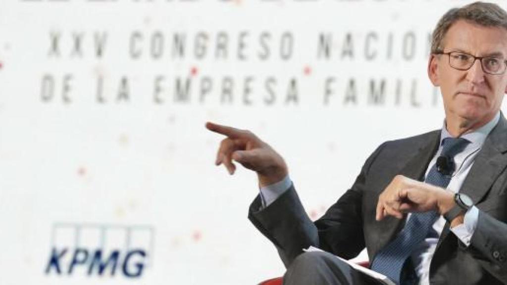 El presidente del PP durante su intervención esta mañana en Cáceres