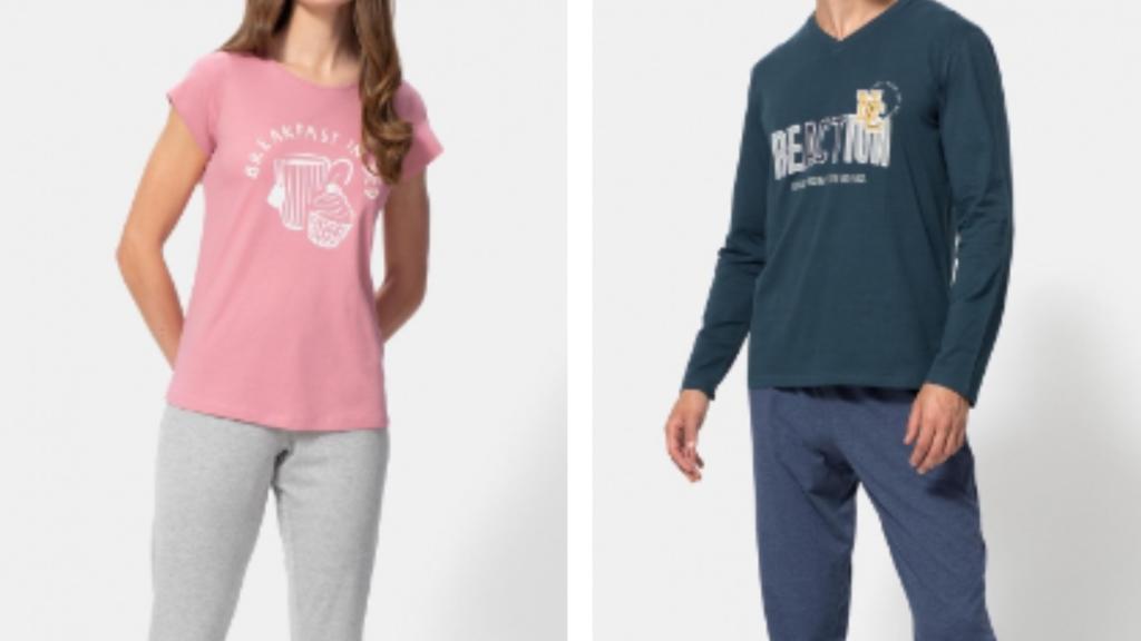 Pijamas de hombre y mujer.