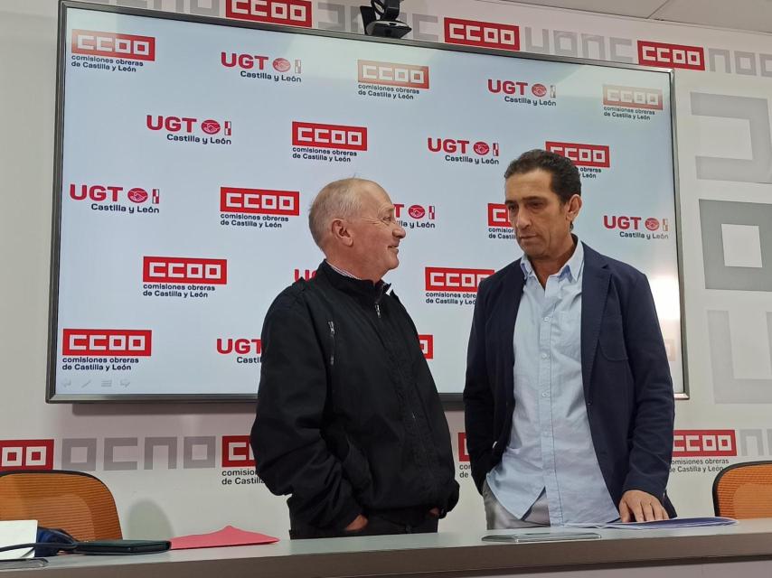 Los dirigentes de UGT y CCOO en Castilla y León, Faustino Temprano y Vicente Andrés, en una imagen de archivo.