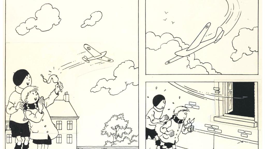 Una página de 'Las aventuras de Quique y Flupi', inspiradas en la niñez de Hergé