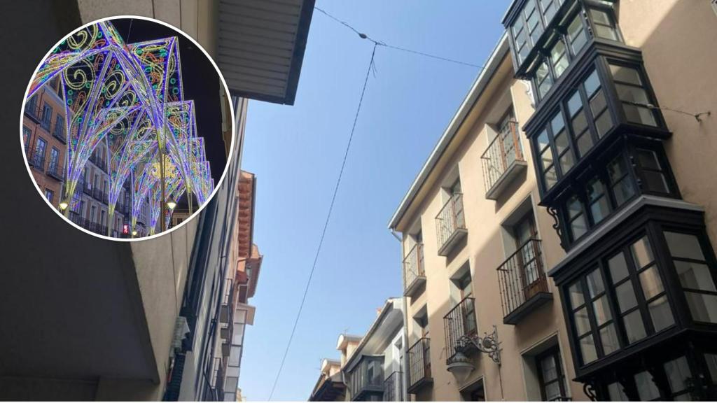 Los primeros cables de las luces de Navidad en Valladolid