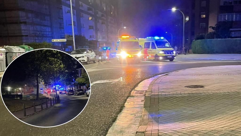 Imagen de la ambulancia y policía en Parquesol