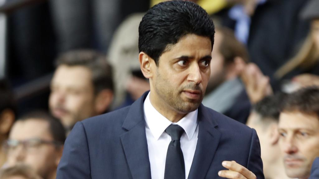 Nasser Al-Khelaifi, presidente del PSG, en un palco