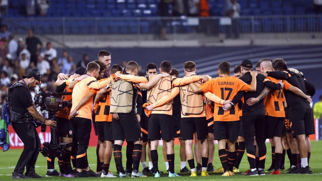 Piña de los jugadores del Shakhtar Donetsk