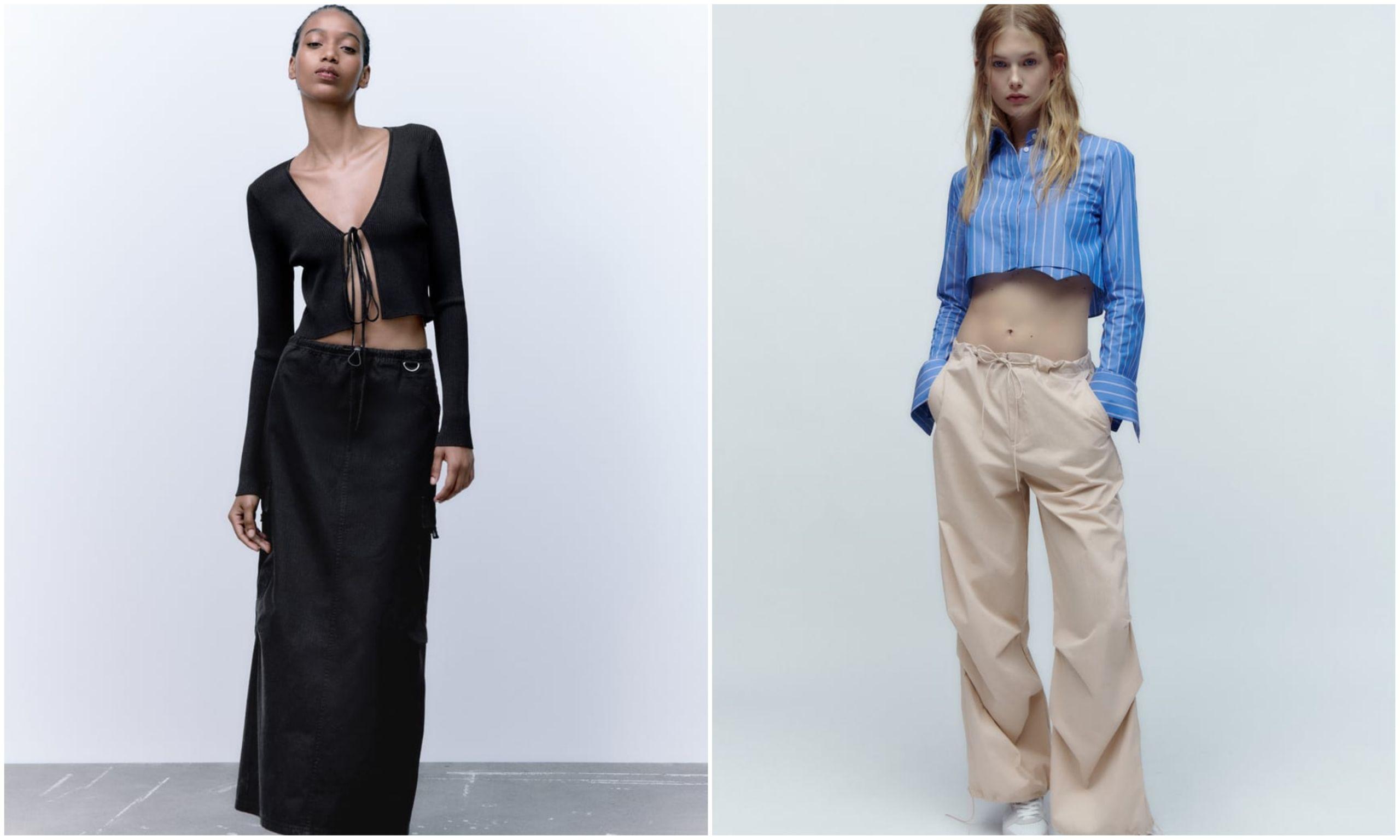 Falda cargo y pantalón parachute de Zara