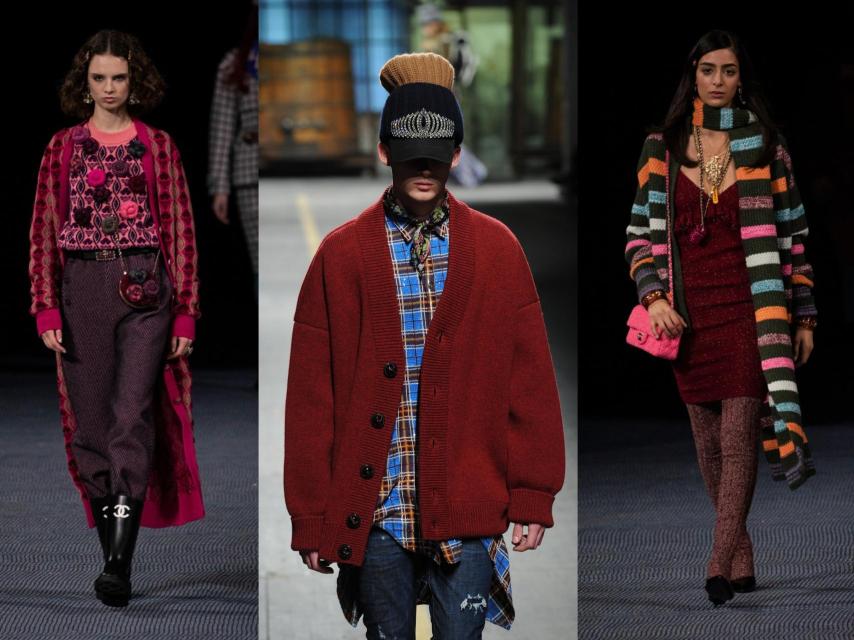 Propuestas de Chanel (a ambos lados) y de Dsquared (en el centro).