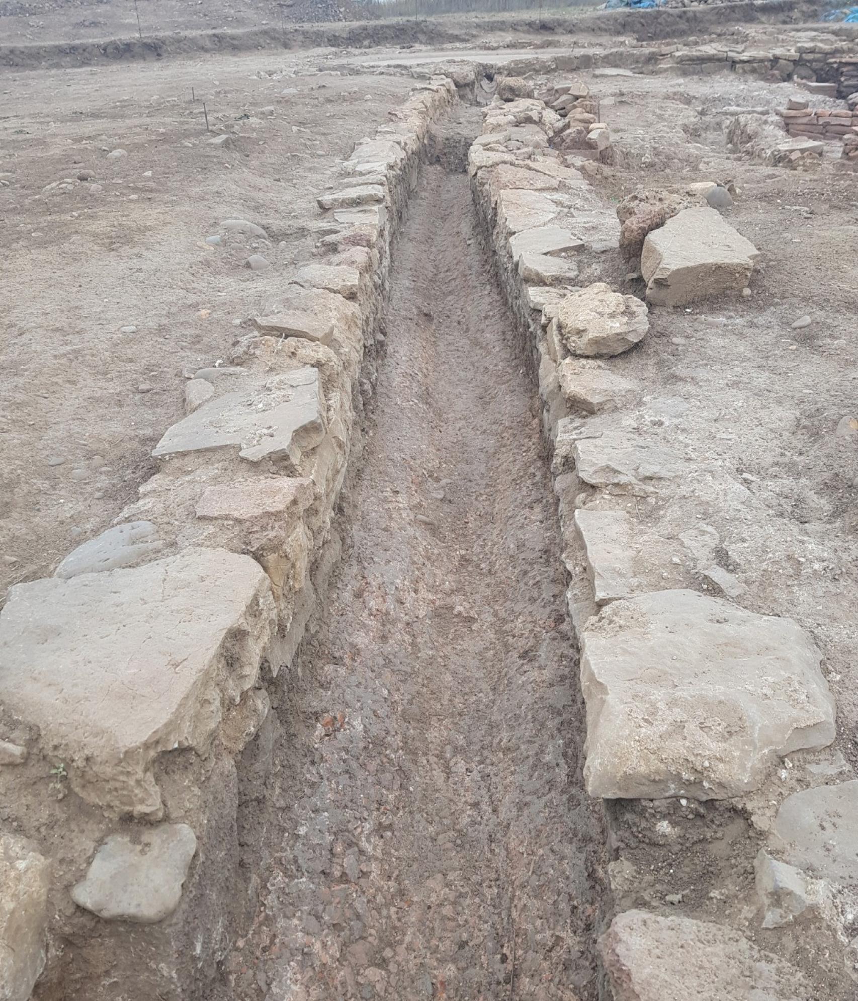 El sistema de canalización de las termas.