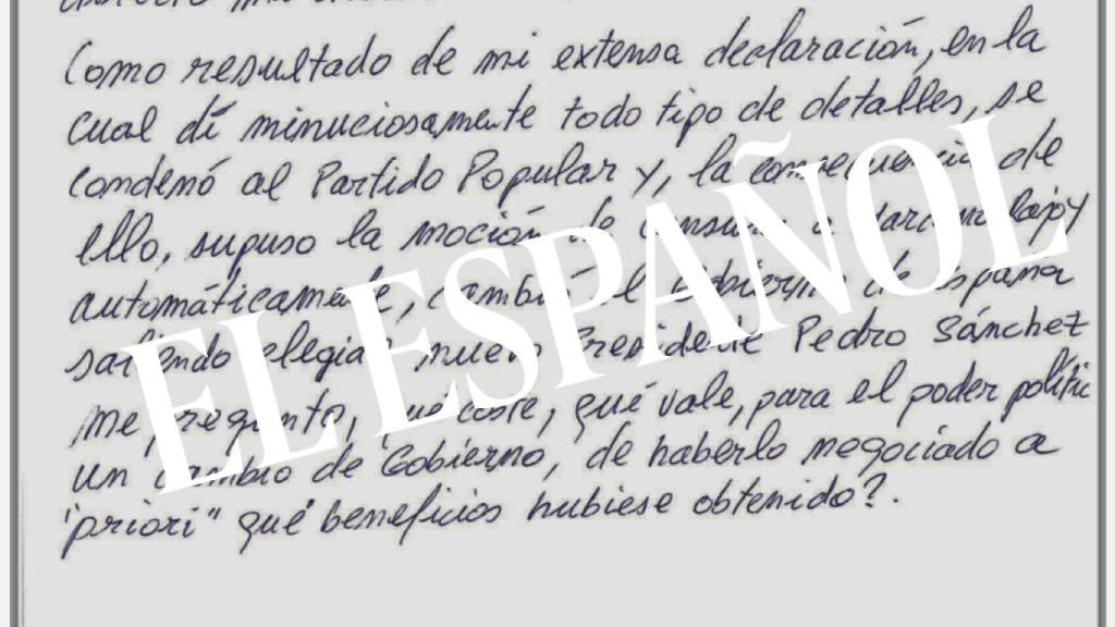 Correa hace referencia a la moción de censura que apartó del Gobierno a Rajoy.