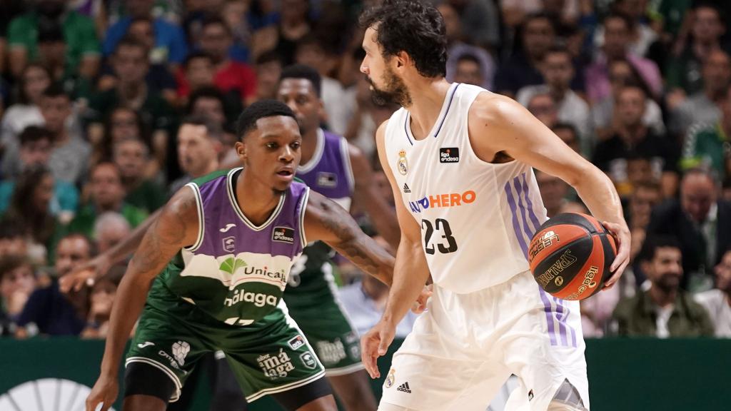 Sergio Llull, durante el Unicaja - Real Madrid de la Liga Endesa 2022/2023