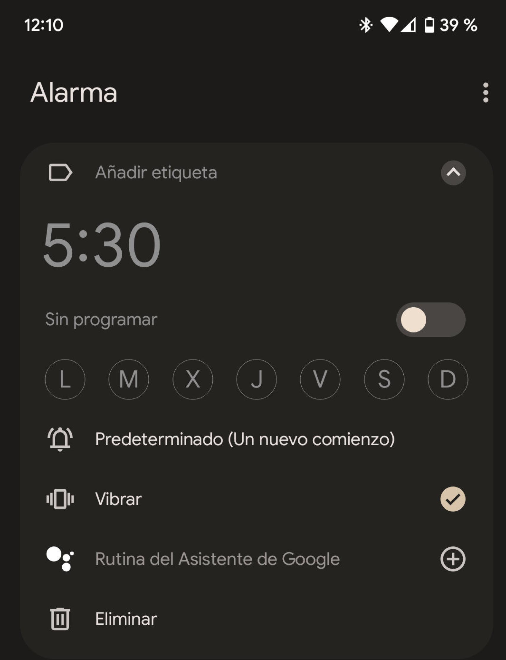 La versión actual de la app de Reloj de Google