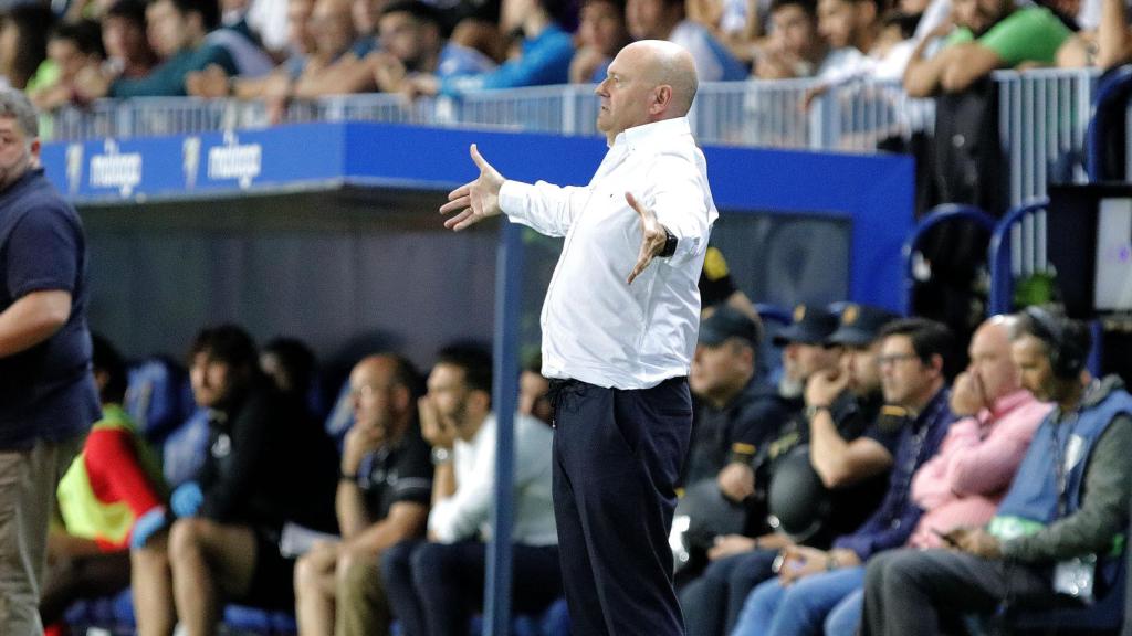 Pepe Mel durante el Málaga-Andorra de Segunda División.