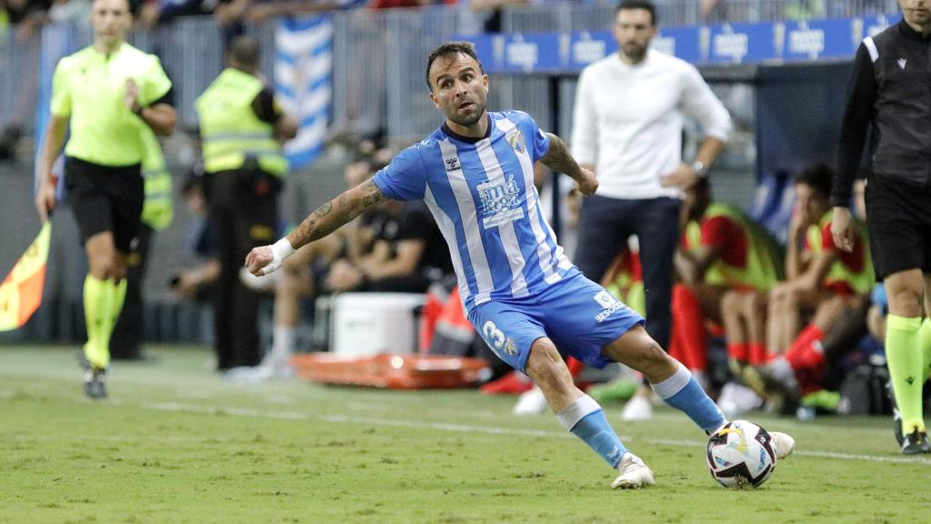 Javi Jiménez durante el Málaga CF-Andorra en La Rosaleda