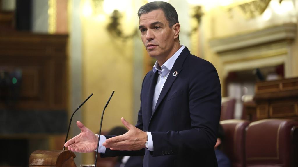 El presidente del Gobierno, Pedro Sánchez, interviene durante una sesión plenaria en el Congreso de los Diputados.