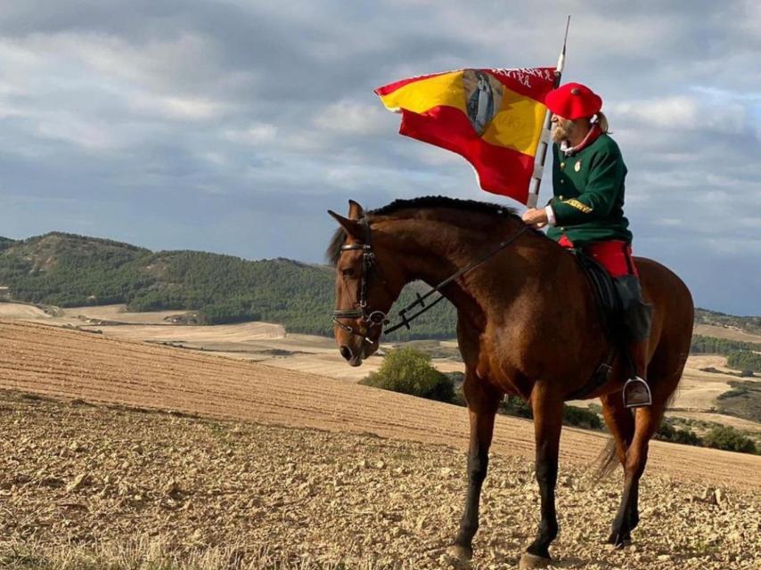 Durante el rodaje del cortometraje 'El carlista', dirigido por Mikel Navarro.