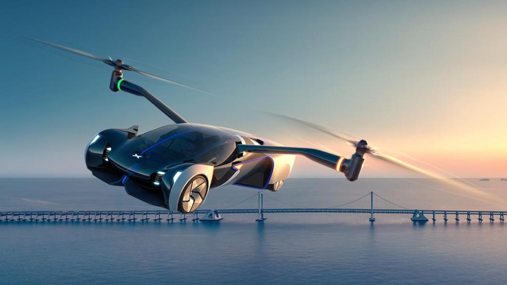 Ilustración del prototipo del coche volador de XPeng de sexta generación
