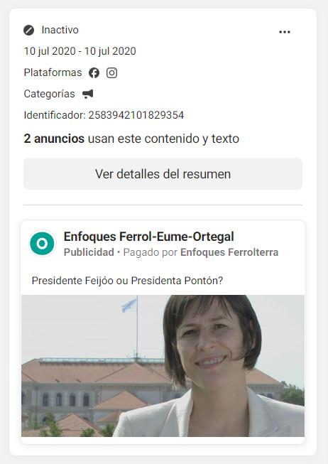 Una de las campañas de promoción de artículos favorables a Ana Pontón
