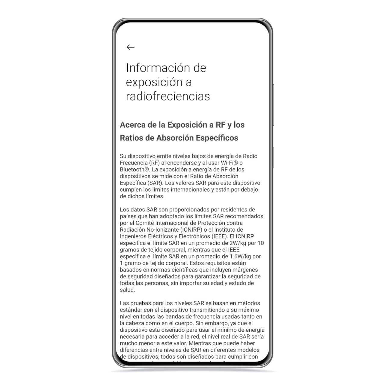 Información de exposición a radiofrecuencias