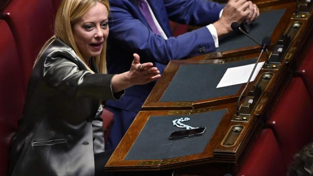 La líder de Hermanos de Italia, Georgia Meloni, este viernes.