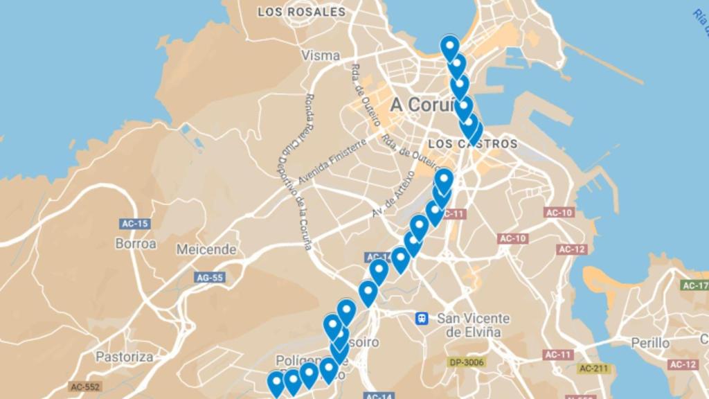 Nuevo recorrido de ida de la línea 21 de autobús.