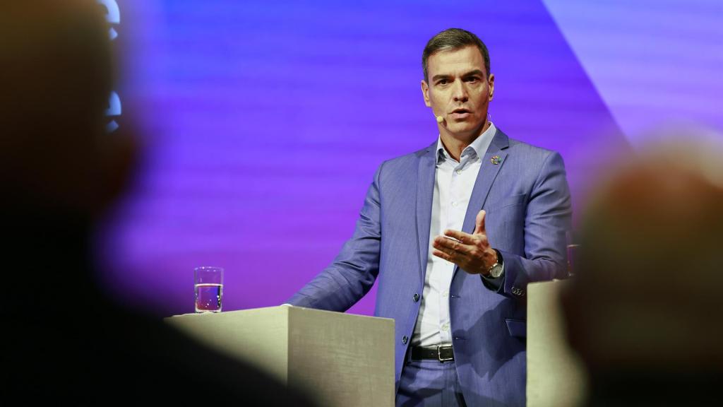 Pedro Sánchez, durante su intervención en Berlín.