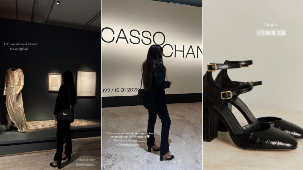 María García de Jaime con los zapatos de tacón de Bimani.