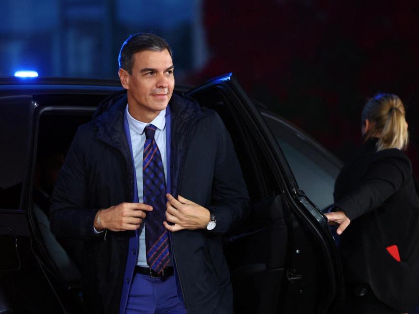 Pedro Sánchez , antes de reunirse con el canciller alemán Olaf Scholz en Berlín.