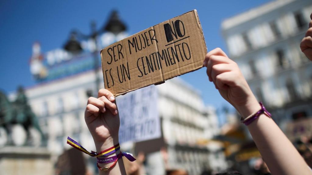 Manifestación feminista contra la ley trans.