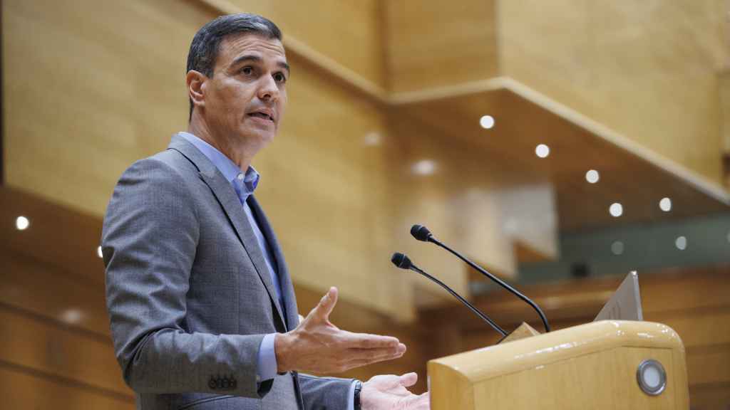 El presidente del Gobierno, Pedro Sánchez, este martes en el Senado.