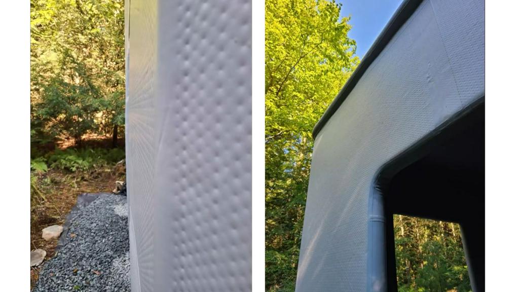 Exterior de la estructura inflable con hormigón