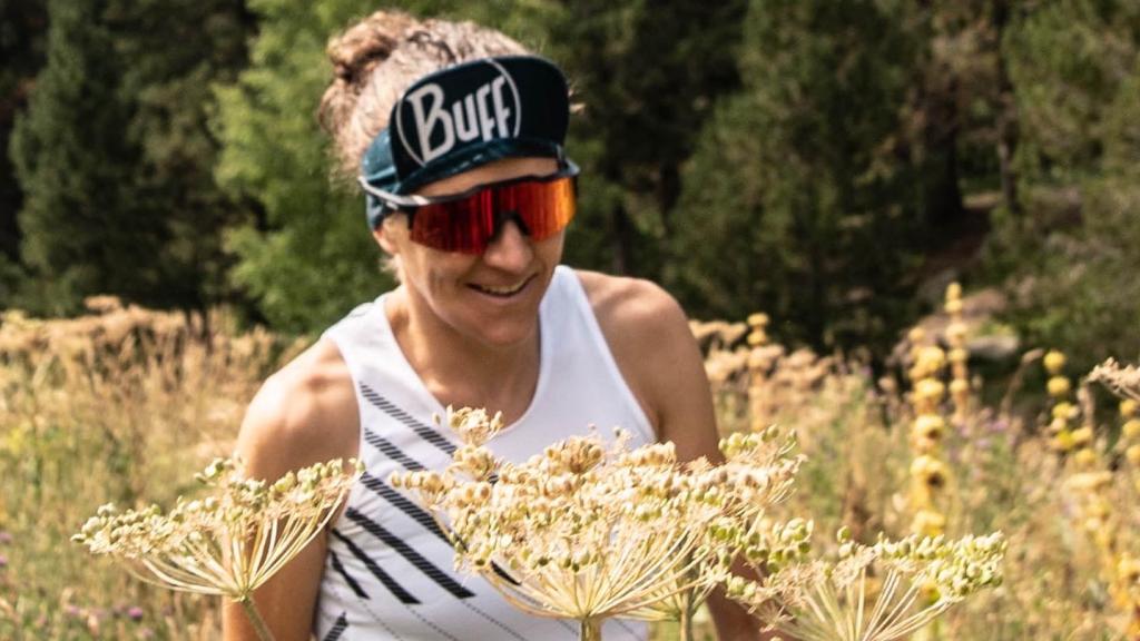 Nuria Picas, entrenando en el monte.