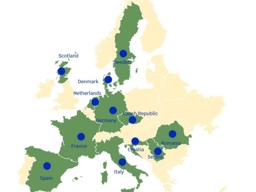 Países donde se implantarán las zonas de demostración del programa SUPERB