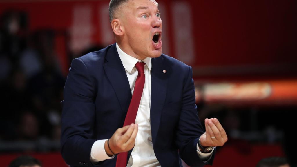 Sarunas Jasikevicius, enfadado en un partido del Barça de la Euroliga