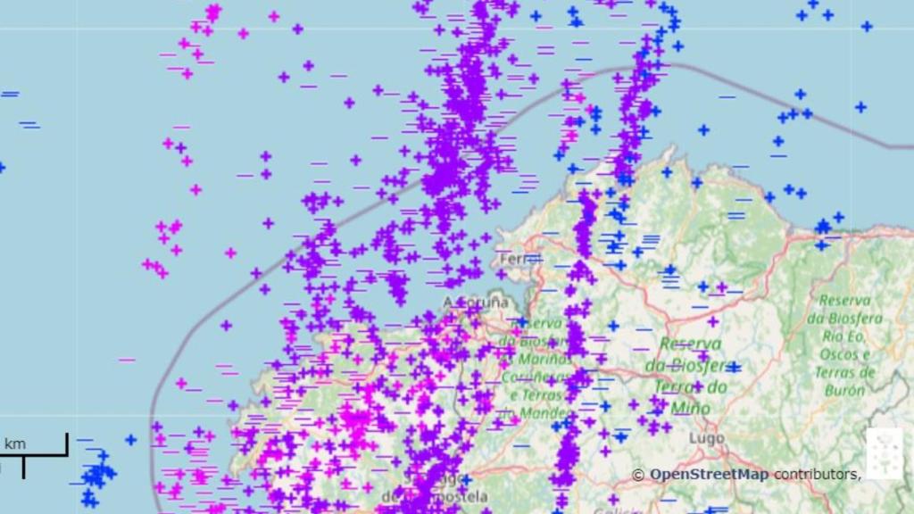 Rayos en la zona de A Coruña.