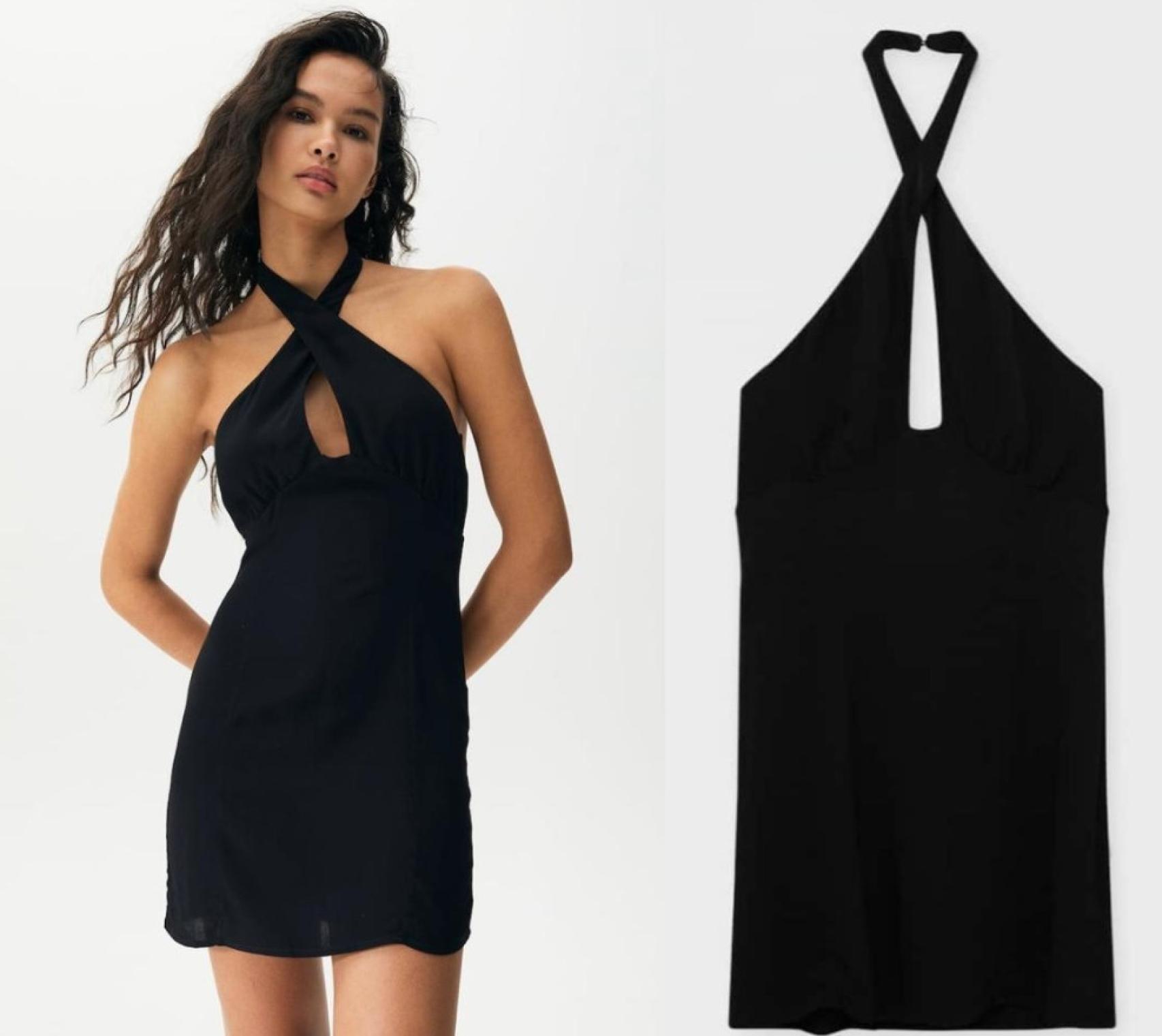 Vestido corto con escote cruzado de Pull & Bear