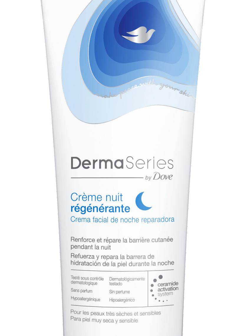 Crema facial de noche reparadora de DermaSeries by Dove.
