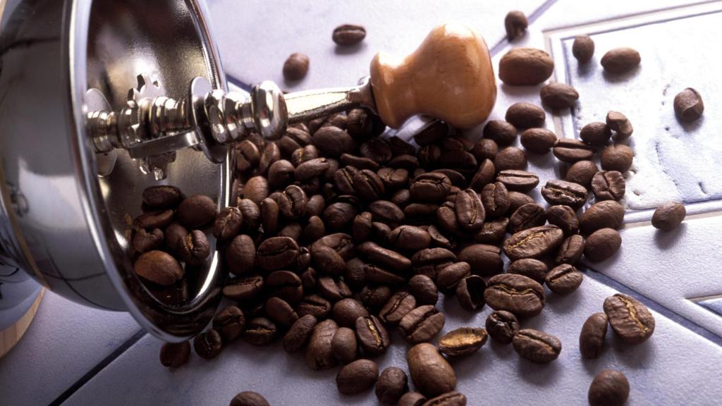 Granos de café para moler.