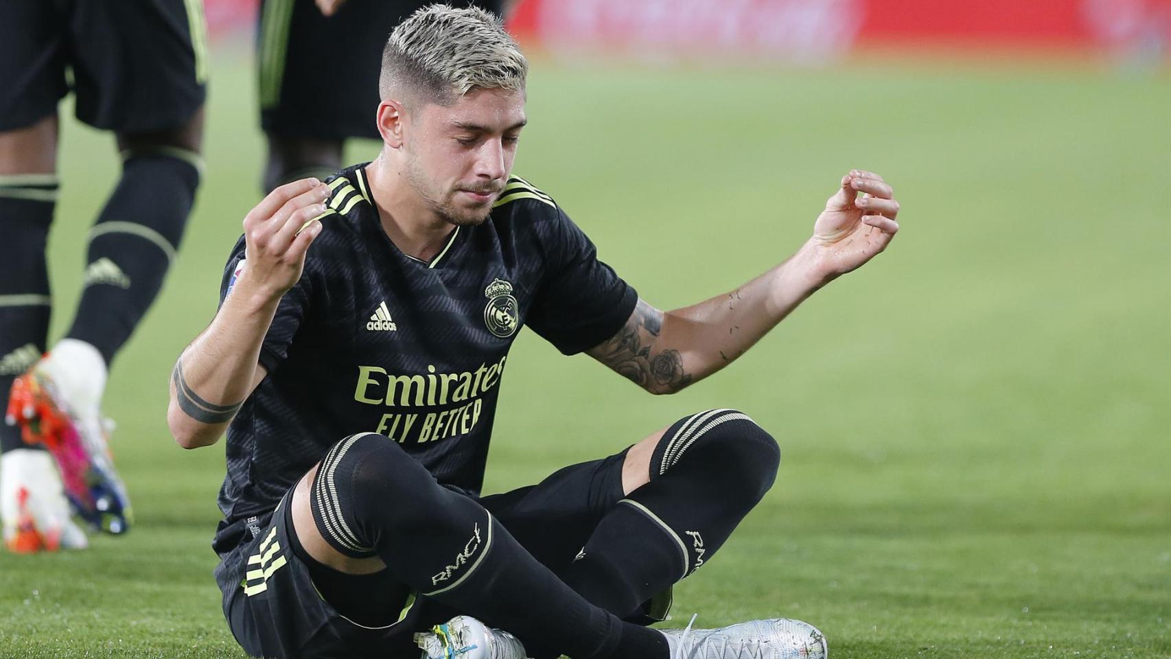 Fede Valverde, celebrando un gol con el Real Madrid meditando
