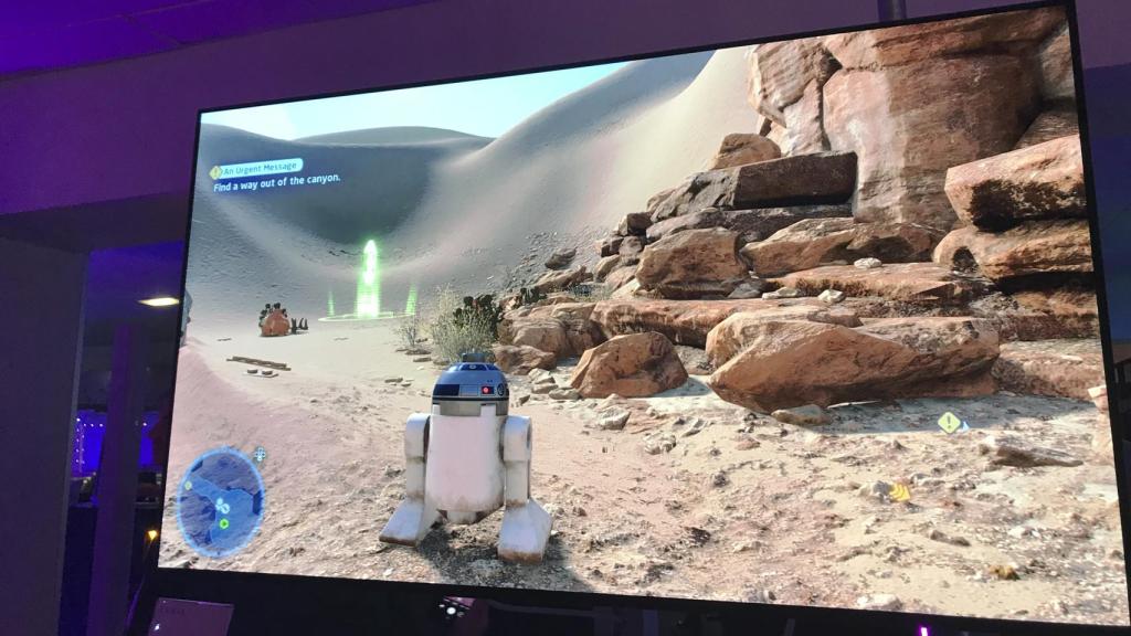 El Philips Evnia 42M2N8900 con el Star Wars Jedi Fallen Order 2 en pantalla.