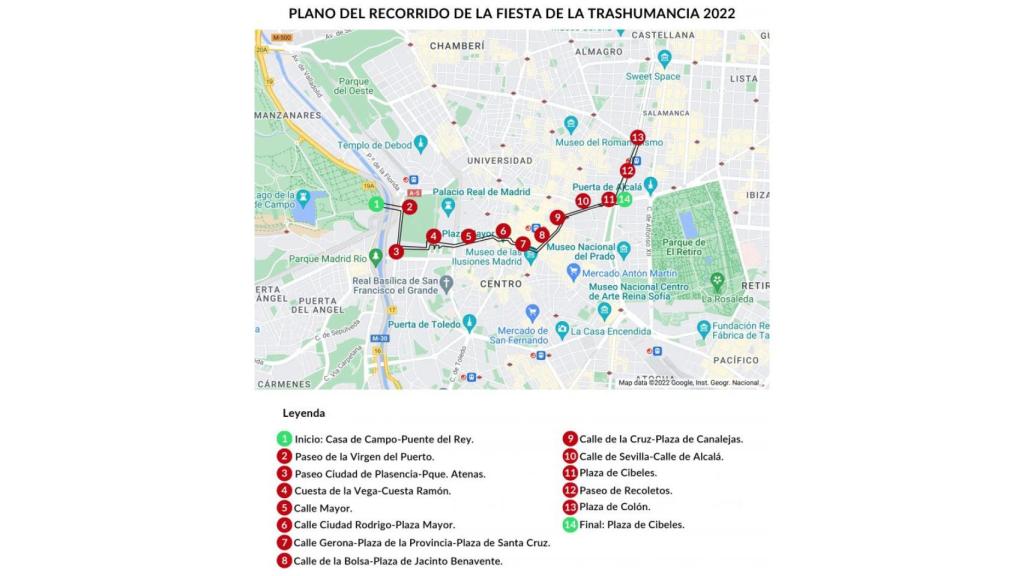 Plano del recorrido de la Fiesta de la Trashumancia 2022