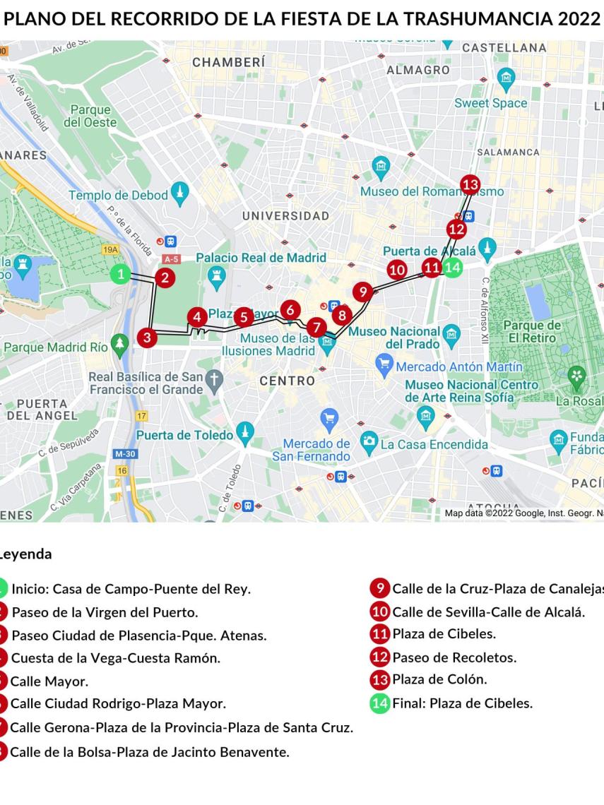 Plano del recorrido de la Fiesta de la Trashumancia 2022