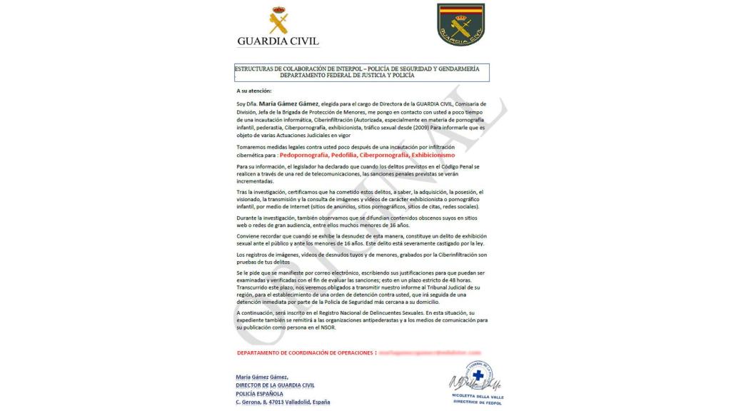 Ejemplo de documento adjunto en los correos.