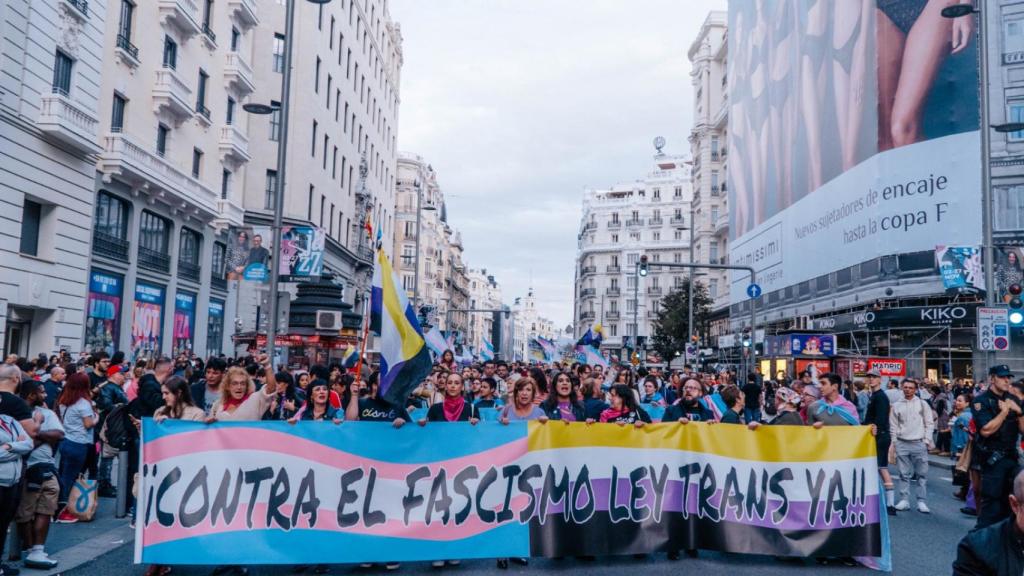 Manifestación a favor de la ley Trans en Madrid.