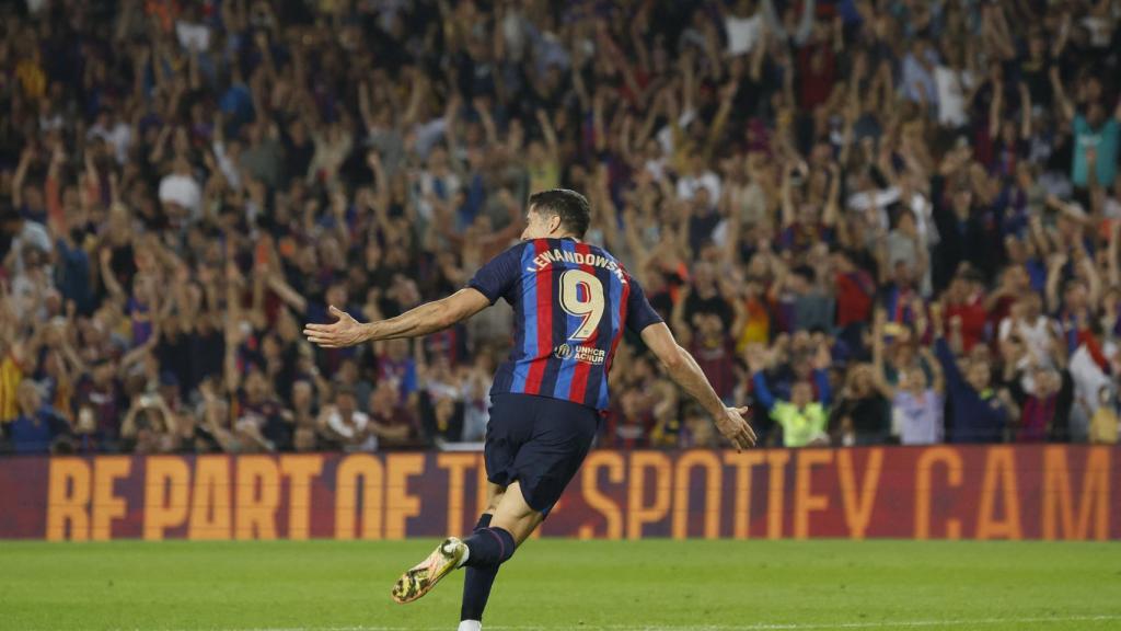 Lewandowski celebra su gol.