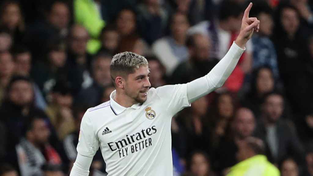 Fede Valverde, celebrando un gol con el Real Madrid en la temporada 2022/2023
