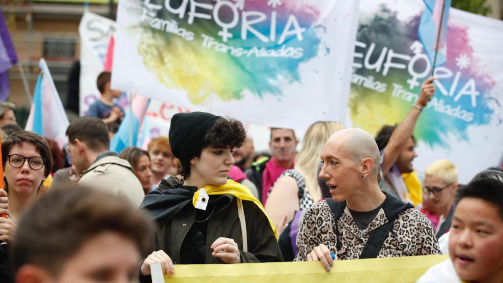 Manifestación a favor de la Ley Trans.
