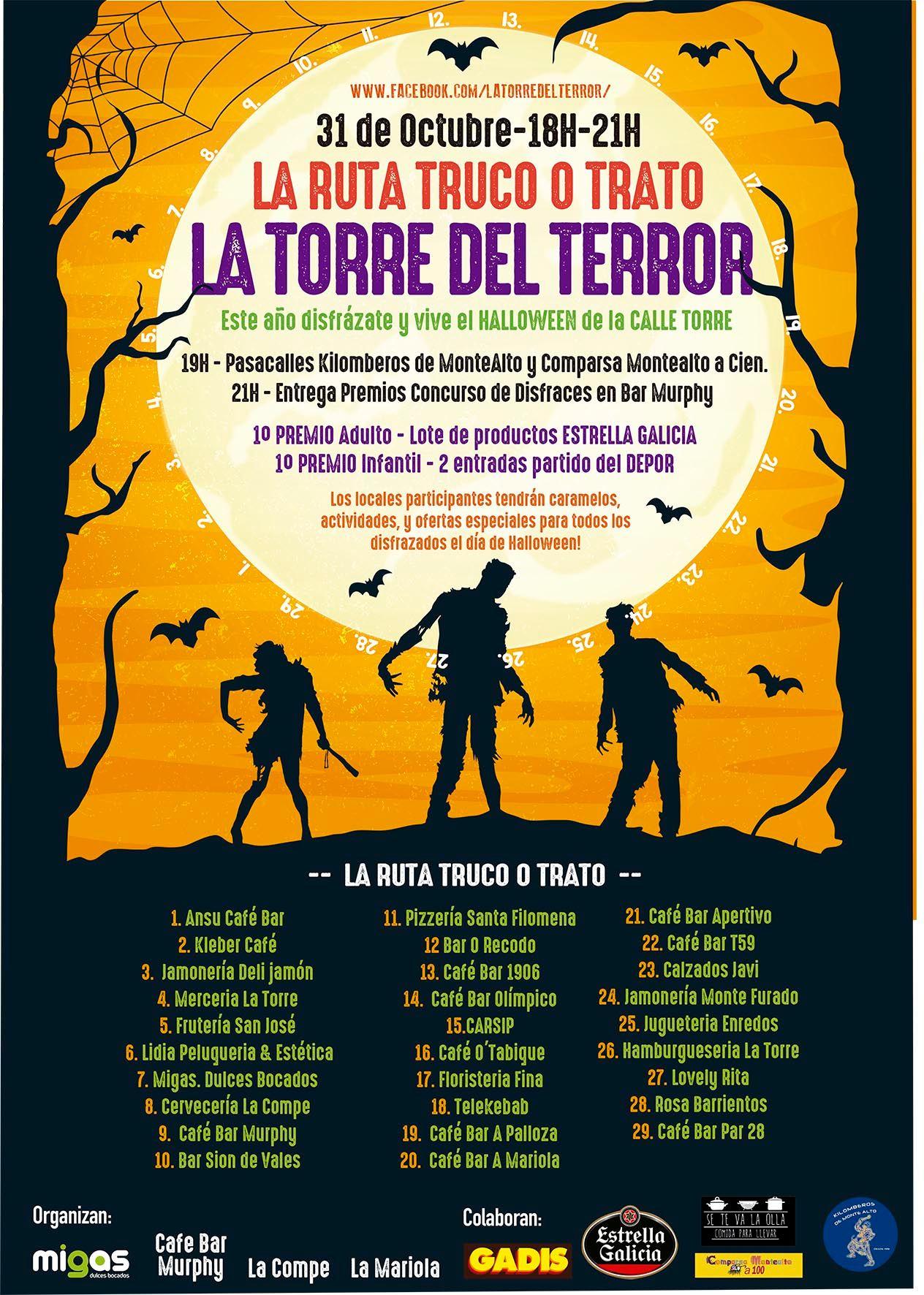 Cartel de la Ruta Truco o Trato de la Calle de la Torre de A Coruña (Cedida).