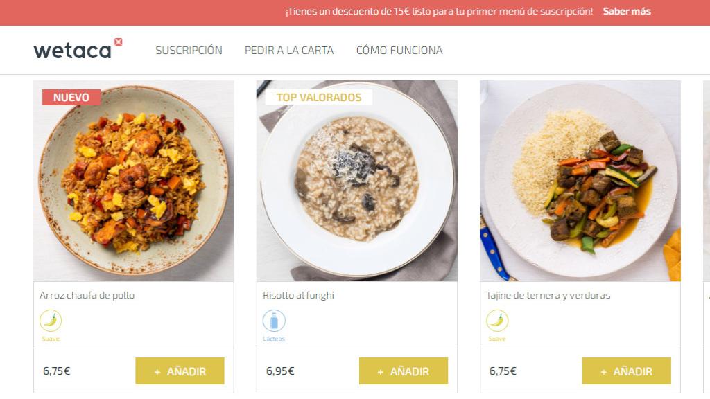 Una selección de platos que comercia Wetaca.