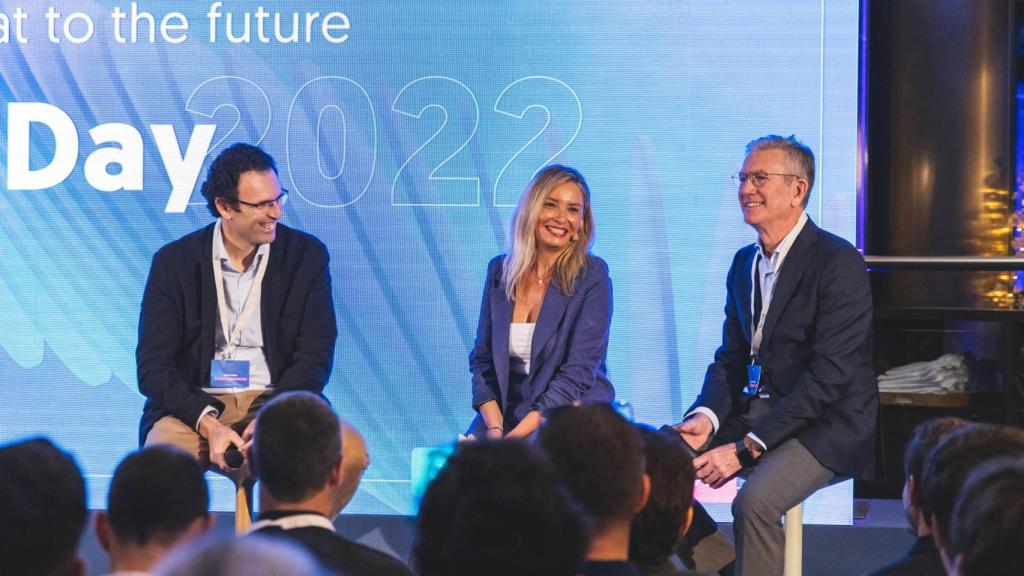 Los responsables de GoHub y Global Omnium en la apertura de la jornada.