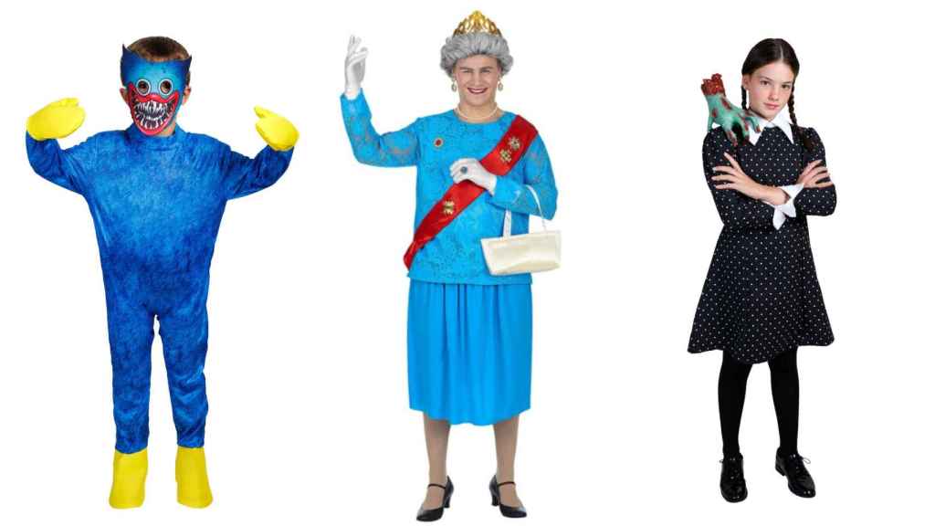 Huggy Wuggy, Reina Isabel II y Miércoles Addams.